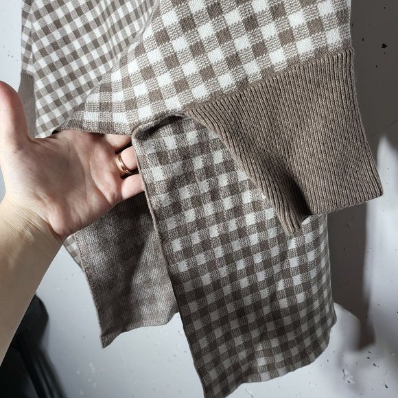 Main Strip Gingham Plaid Cowl Neck Poncho Sweater Medium/Large Rustic Cottage - Picture 4 of 8